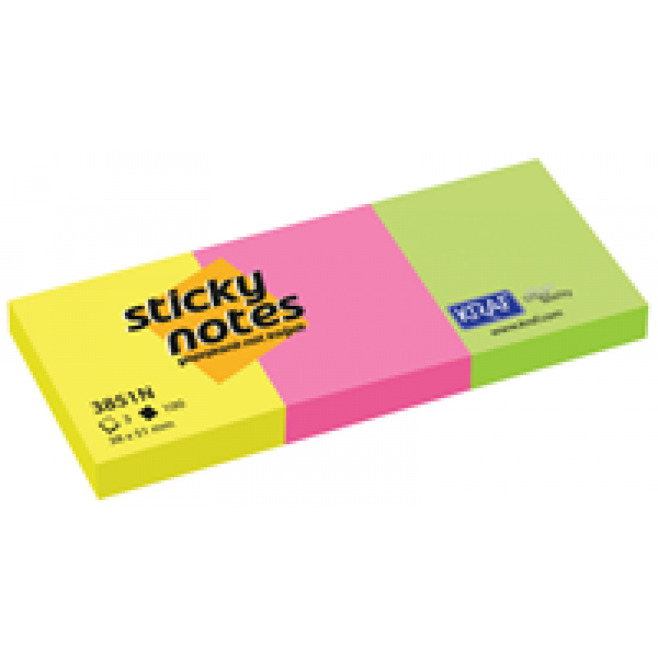 Kraf Yapışkanlı Not Kağıdı 38X51 Neon 3 lü 3851N
