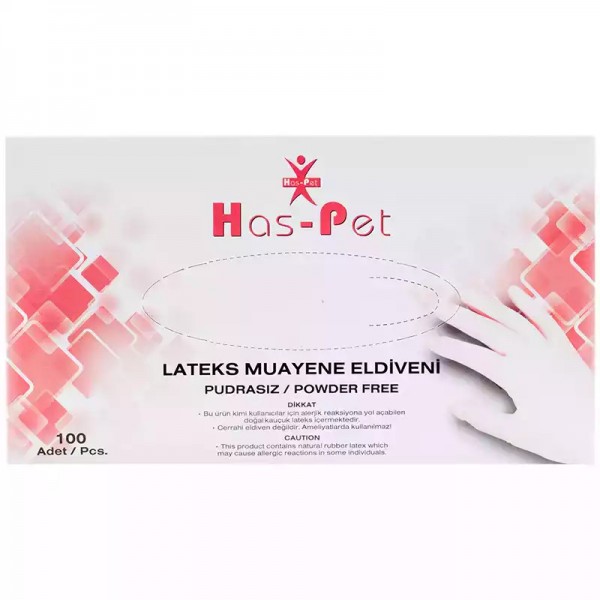 Haspet Muayene Eldiveni Lateks Pudrasız 100 Adet Beyaz - Small