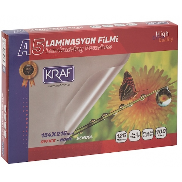Kraf Laminasyon Filmi Parlak A5 125 Mic. 100'lü