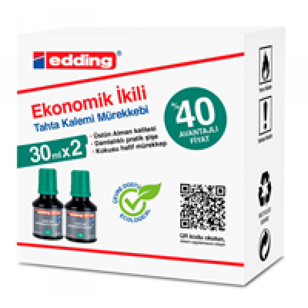Edding Beyaz Tahta Mürekkebi Yeşil 30 ml 2'li