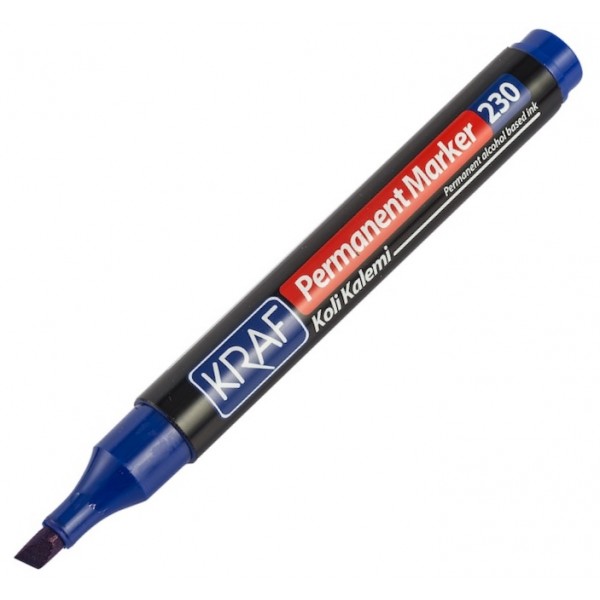 Kraf Permanent Marker Kesik Uçlu Kalem Mavi