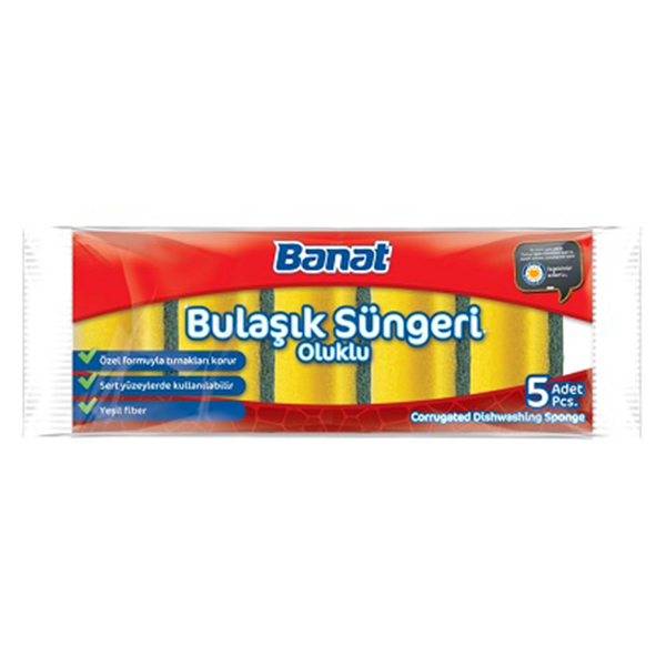 Banat Bella Oluklu Bulaşık Süngeri - 5 Adet
