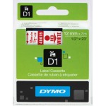 Dymo D1 Şerit Standart 12mm x 7M Beyaz Üzeri Kırmızı