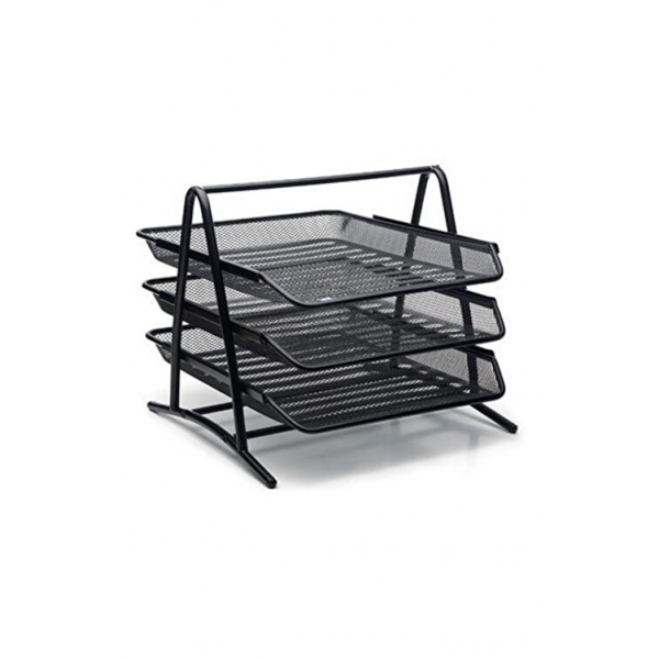 Cassa Perfore Evrak Rafı Metal 3 Katlı Siyah